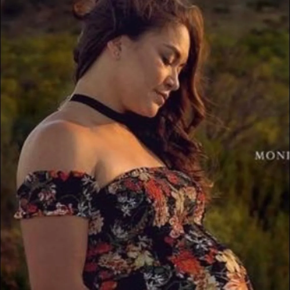 Black, Floral Beautiful Maternity Dress. Only used once for pictures. - Picture 2 of 3
